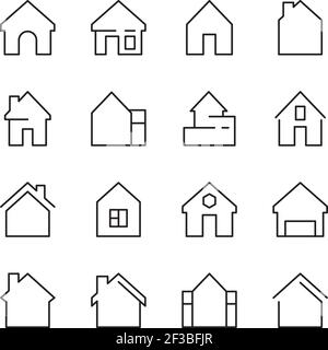 House icon. Web symbols buildings interior garage doors roof house vector linear template Stock Vector