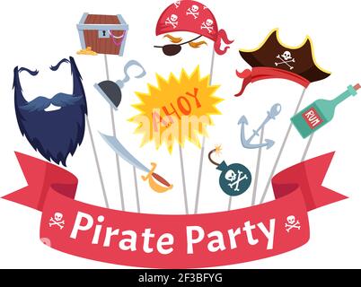 Pirate hook. Carnival costume props. Party adventure. Piracy icon isolated  on white background. Vector illustration in flat cartoon style Stock Vector  Image & Art - Alamy