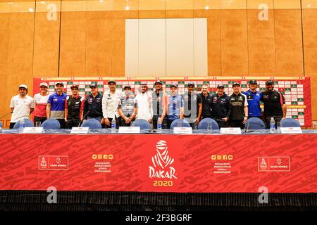 Abdulaziz bin Turki Al Saud with top drivers and riders during the press conference in the Hilton Corniche Hotel in Jeddah, Saudi Arabia from January 2 to 4, 2020 - Photo Frédéric Le Floc'h / DPPI Stock Photo