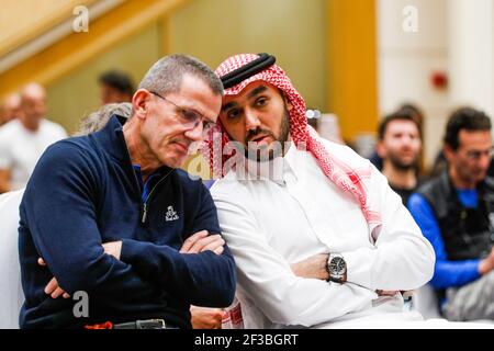 Abdulaziz bin Turki Al Saud, Yann le Moenner, director of ASO during the press conference in the Hilton Corniche Hotel in Jeddah, Saudi Arabia from January 2 to 4, 2020 - Photo Frédéric Le Floc'h / DPPI Stock Photo