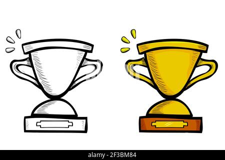 Trophy, Simple Vector doodle hand draw sketch Stock Vector