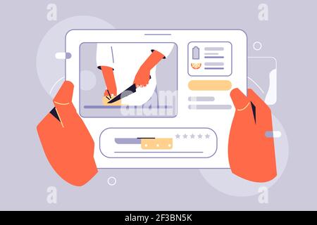 Online cooking tutorial on internet Stock Vector