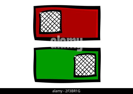 Vector Doodle Hand Draw Sketch on off oval Button or Switch Stock Vector