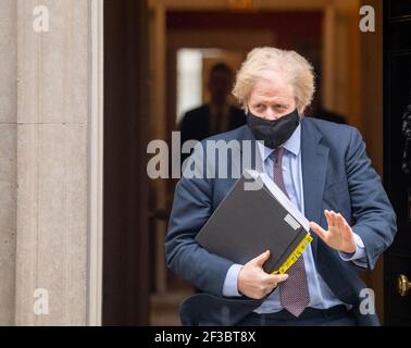 London, UK. 16th Mar, 2021. Boris Johnson, MP Prime Minister leaves 10 Downing Street London Credit: Ian Davidson/Alamy Live News