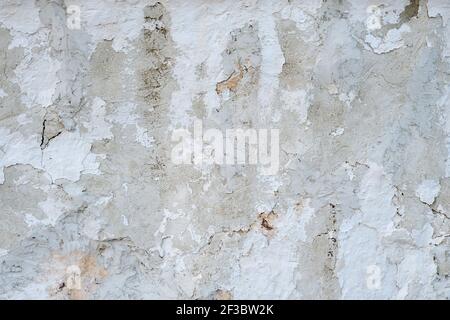 Old whitewashed lime wall, grunge background or texture Stock Photo