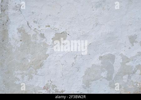 Old whitewashed lime wall, grunge background or texture Stock Photo