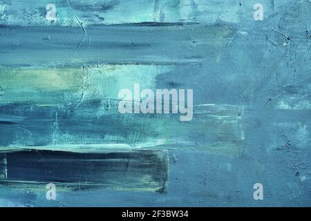Blue abstract knife palette painting on canvas, grunge background or texture Stock Photo