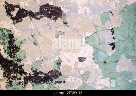 Old wall with layers of peeling paint grunge background or texgture Stock Photo