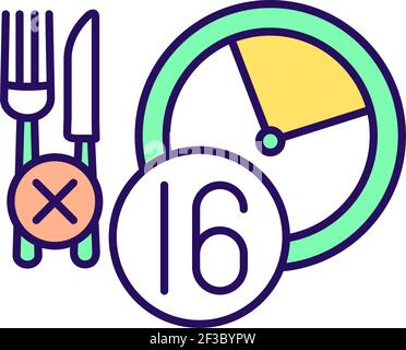Intermittent fasting strategy RGB color icon Stock Vector