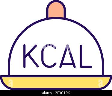 Calorie count in meal serving RGB color icon Stock Vector