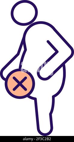 No belly fat RGB color icon Stock Vector