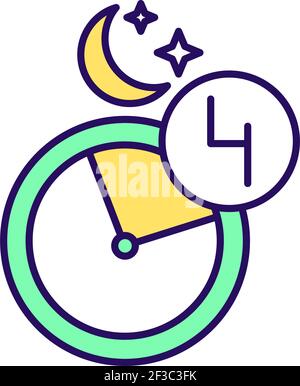 Late night time interval RGB color icon Stock Vector