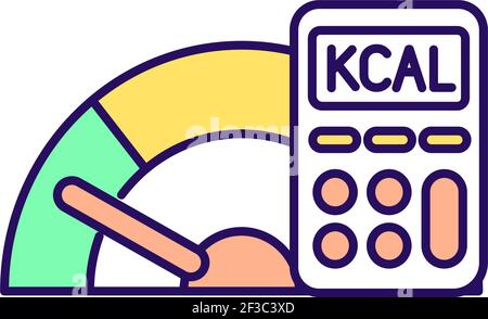 Reduce calories RGB color icon Stock Vector