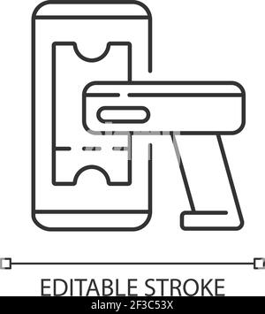 Ticket scanner linear icon Stock Vector