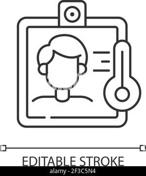 Contactless temperature screening linear icon Stock Vector