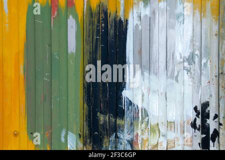Old metallic sheet with paint stains, grunge background or texture Stock Photo