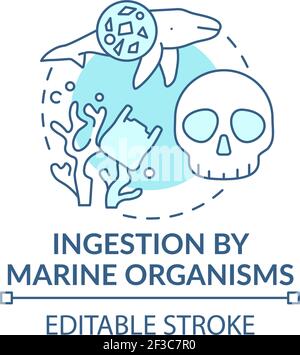 Ingestion by marine organisms concept icon Stock Vector