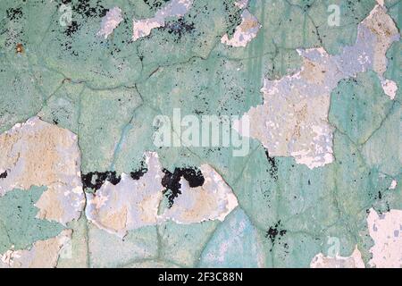 Old wall with layers of peeling paint grunge background or texgture Stock Photo