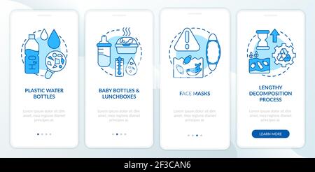 Top environmental challenges onboarding mobile app page screen with concepts Stock Vector