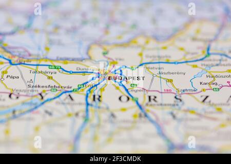 Budapest Shown on a geography map or road map Stock Photo