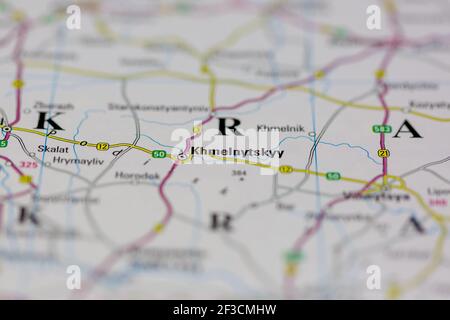 03-16-2021 Portsmouth, Hampshire, UK Khmelnytskyy Shown on a geography map or road map Stock Photo