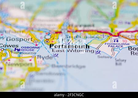 Portsmouth Shown on a geography map or road map Stock Photo