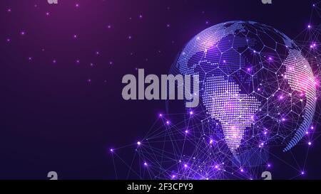 Technology abstract lines and dots connection background. Connection digital data and big data concept. Digital data visualization. Vector Stock Vector