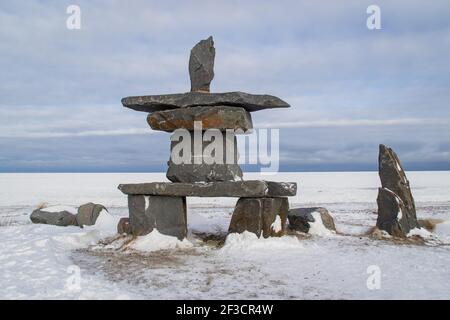 Inuit sculpture, Churchill, Canada Stock Photo