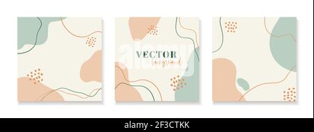 Abstract organic backgrounds for social media, instagram posts. Set of vector trendy square templates with copy space for text Stock Vector