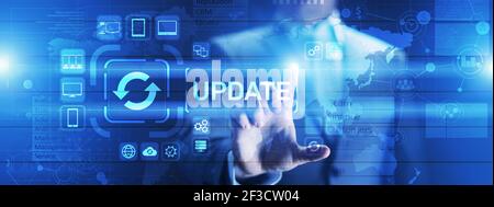 Update System Upgrade Software version technology concept on virtual screen Stock Photo