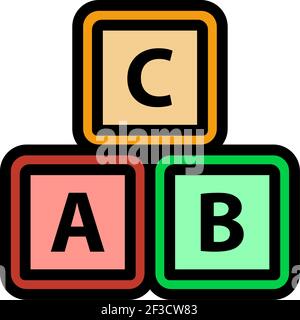 Box Of Bricks Icon. Editable Thick Outline With Color Fill Design. Vector Illustration. Stock Vector