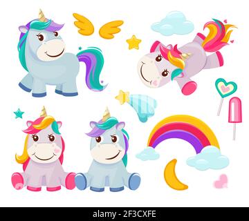 cute little unicorn baby character vector illustration design Stock ...