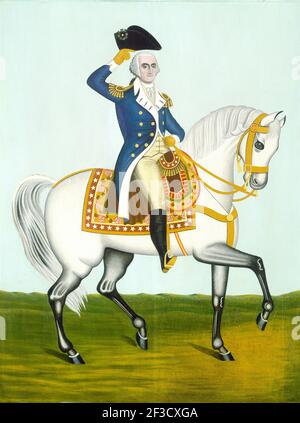 General Washington on a White Charger, 1835 or after. Stock Photo