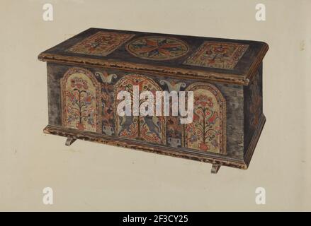 Pa. German Dowry Chest, 1935/1942. Stock Photo