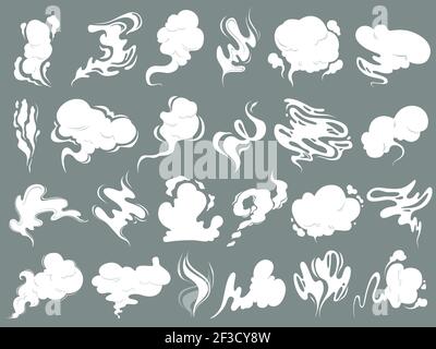 Smell clouds. Smoke from vapour or food toxic smell vector cartoon shapes Stock Vector