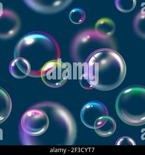 Bubbles pattern. Liquid soap float foam water texture vector bubbles seamless background Stock Vector