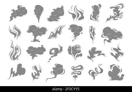 Smoke clouds silhouettes. Vector vapour icons set. Steam illustration Stock Vector