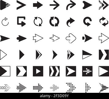 Right arrows. Click next direction symbols digital applicant icons computer vector graphic arrows Stock Vector