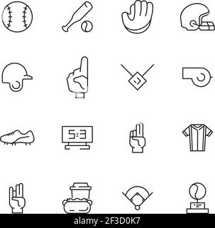 Baseball icon. Sport american native game symbols ball field glove vector baseball set collection Stock Vector