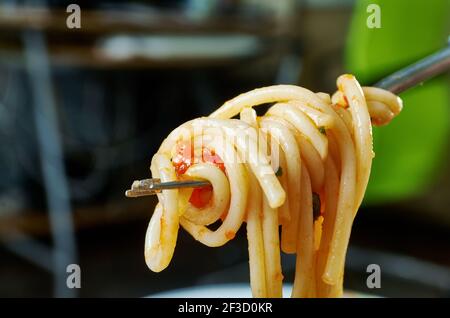 Pasta saltata - traditional Ethiopian dish that originated Stock Photo