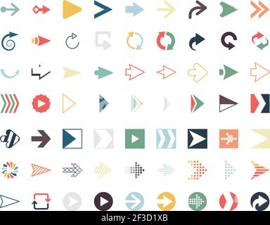 Colored arrows. Computer web next forms direction arrows buttons signpost vector icons Stock Vector