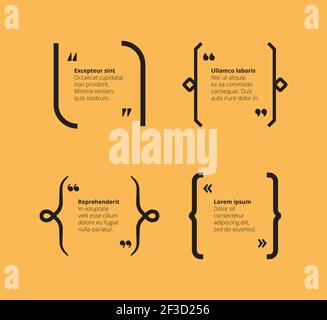 Quotes on yellow. Brackets abstract template with typography quotes and place for text vector graphic frames Stock Vector