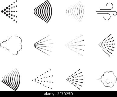 Spray icons. Gas nozzle shower air spray graphic symbols vector collection set Stock Vector