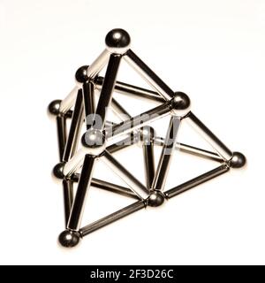 Tetrahedron / Pyramid  (made from magnetic spheres and bars) Stock Photo