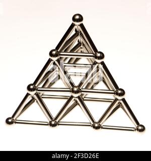 Tetrahedron / Pyramid  (made from magnetic spheres and bars) Stock Photo