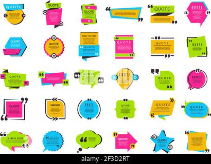 Quote bubbles. Texting marks decoration frame boxes text balloons tags vector collection Stock Vector
