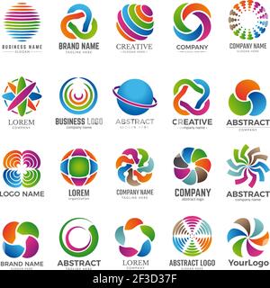 Business globe logo. Advertising abstract round colored shapes graph colored circle elements travel company world vector globe Stock Vector