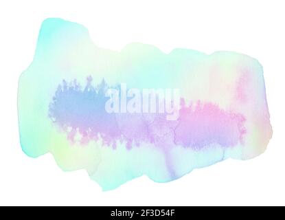 Polychrome watercolor background with sharp edges and borders. Isolated colorful spot. Stock Photo