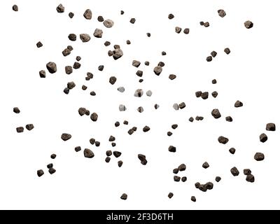 Falling rocks isolated on white background.3d rendering illustration. Stock Photo