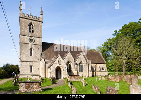 The church of St Martin at Bladon, Oxfordshire UK - Sir Winston Churchill and his wife are buried in the churchyard Stock Photo